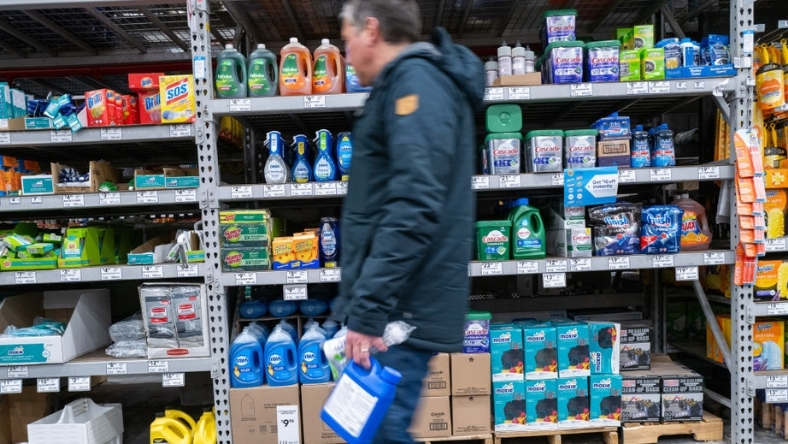 Household chemical products displayed as PFAS bans take effect