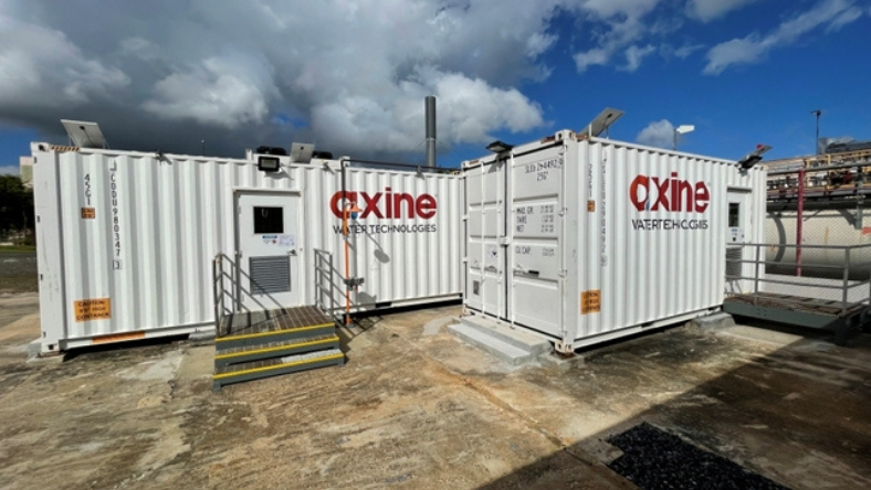 Axine Water Technologies PFAS treatment units at industrial site